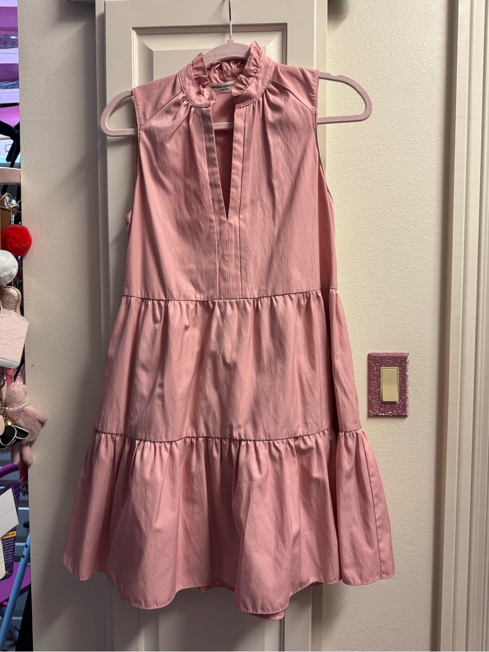 Amanda Uprichard Blush Pink Sleeveless Tiered Dress